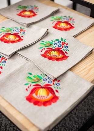 Napkins with embroidery HISTROV Beige 6 pcs2 photo