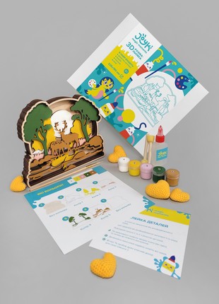 Joyki 3d wooden coloring book creativity kit «Deers 2»