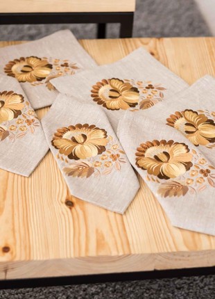 Napkins with embroidery HISTROV gray 6 pcs