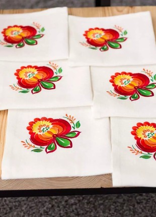 Napkins with embroidery HISTROV White 6 pcs