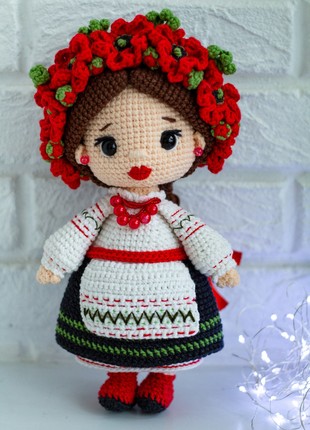 Knitted Ukrainian doll in national dress2 photo
