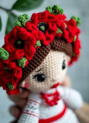Knitted Ukrainian doll in national dress3 photo