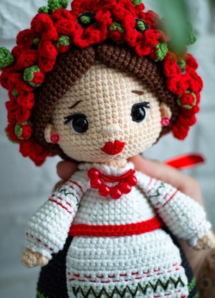 Knitted Ukrainian doll in national dress2 photo