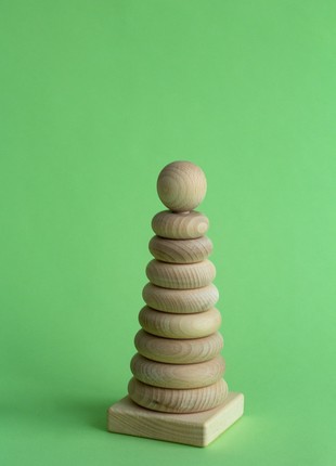 Montessori ring stacker wooden pyramid10 photo