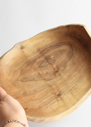 Handmade fruit bowl, serving dinnerware, wooden decorative plate, rustic centerpiece bowl4 photo