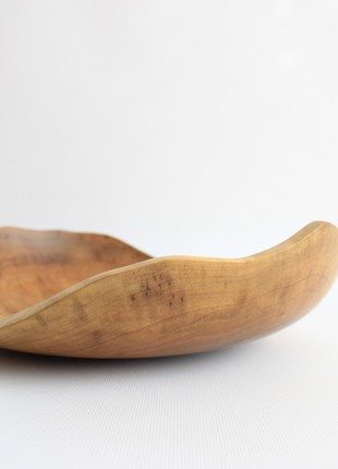 Handmade fruit bowl, serving dinnerware, wooden decorative plate, rustic centerpiece bowl