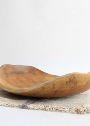 Handmade fruit bowl, serving dinnerware, wooden decorative plate, rustic centerpiece bowl5 photo
