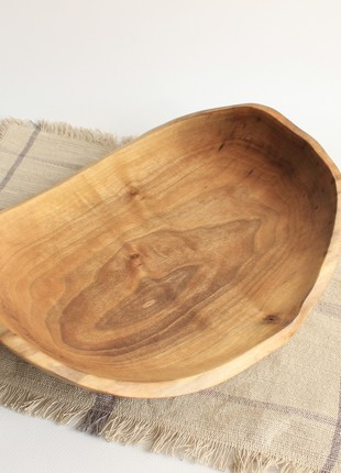 Handmade fruit bowl, serving dinnerware, wooden decorative plate, rustic centerpiece bowl10 photo