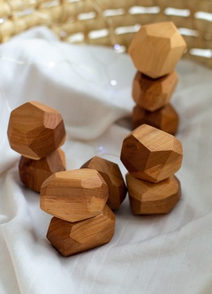 Wooden Balancing Stones, Sorting and Stacking Games
