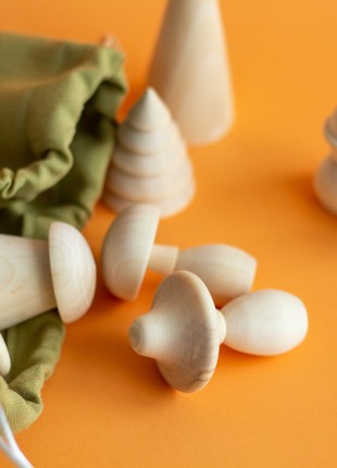 A set of wooden toys in a linen bag5 photo