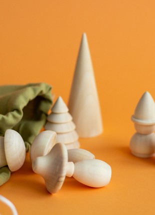 A set of wooden toys in a linen bag2 photo