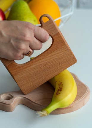 Children's toy kitchen set Wooden board and 2 knives5 photo