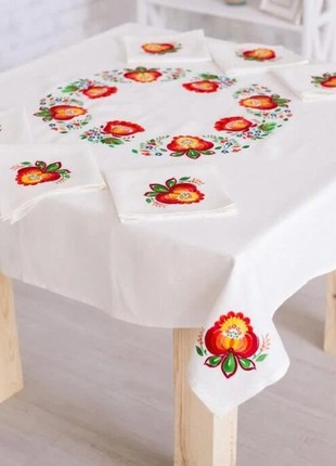 Tablecloth with petrikovka and 6 napkins HISTROV 140×140