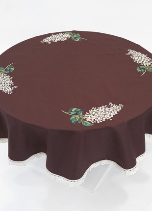 Tablecloth round with embroidery "Lilac" 171-19/001 photo