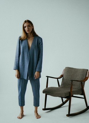 Blue suit women with belt spring/autumn season8 photo