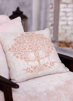 Linen pillow with embroidery beige HISTROV 2102001