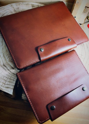 Leather organizer folder, portfolio, with a personalized notebook, A46 photo