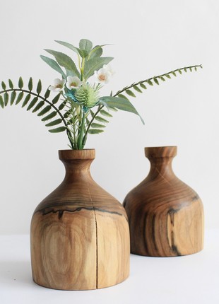 Unique vase handmade, natural wooden dried flower vase2 photo