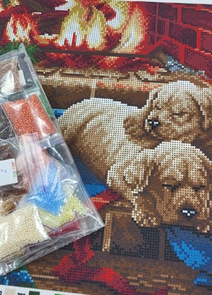 Kit Bead Embroidery  Spaniel puppies a3-k-5512 photo