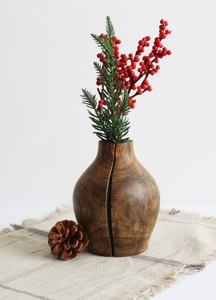 Small bud vase hadmade, decorative wooden vase