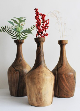 Large decorative vase handmade, wooden ikebana vase for dried flower3 photo