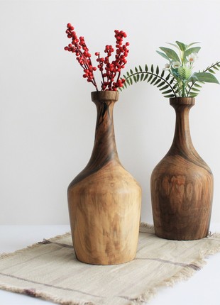 Large decorative vase handmade, wooden ikebana vase for dried flower10 photo
