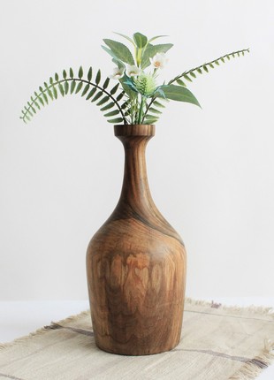 Large decorative vase handmade, wooden ikebana vase for dried flower