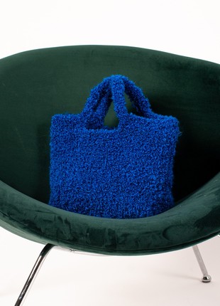 Crochet shopper bag for women royal blue color