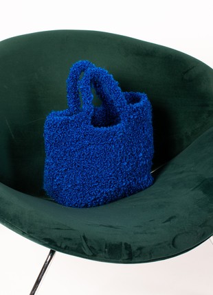 Crochet shopper bag for women royal blue color2 photo