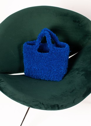 Crochet shopper bag for women royal blue color3 photo