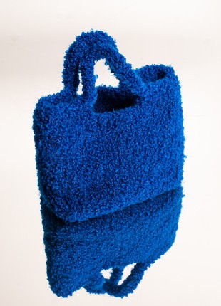 Crochet shopper bag for women royal blue color4 photo
