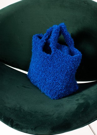Crochet shopper bag for women royal blue color5 photo