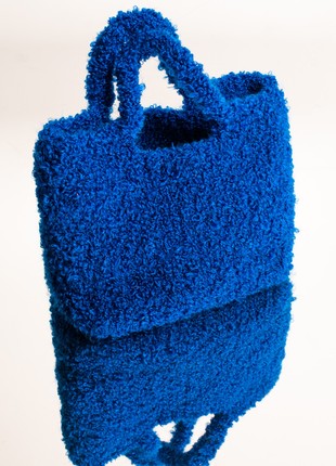 Crochet shopper bag for women royal blue color6 photo