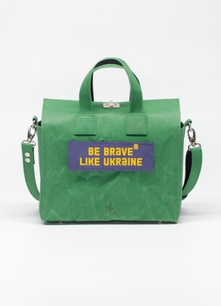 LIBRA Bag with removable pin "Be Brave Like Ukraine" - Green Color