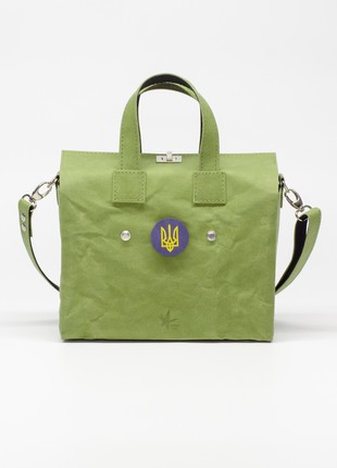 VIRGO Bag with removable pin "Coat of arms of Ukraine" - Olive Color1 photo