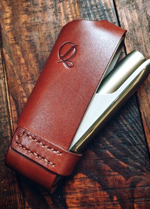 Leather case for IQOS 3 DUO, shockproof, original color