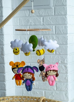 Musical baby mobile with bracket "Cheerful girls"5 photo