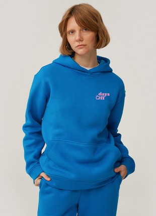 Elelctric blue jersey hoodie "Days off" with fleec