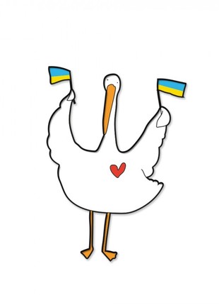 Goose with the Ukrainian flags2 photo