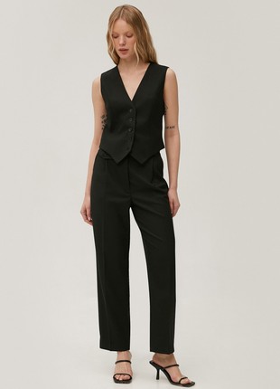 Tapered black pants made of suiting fabric with wool2 photo