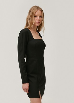 Black mini dress made of suiting fabric with wool5 photo