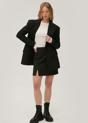 Black mini skirt made of suiting fabric with wool4 photo