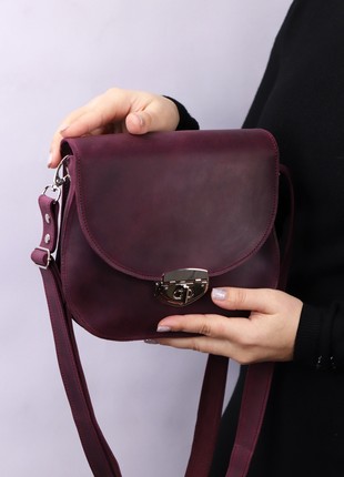 Leather crossbody bag for women/ Burgundy - 10174 photo
