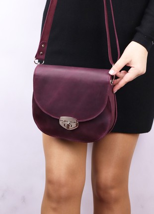 Leather crossbody bag for women/ Burgundy - 1017