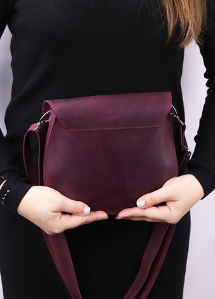 Leather crossbody bag for women/ Burgundy - 10177 photo