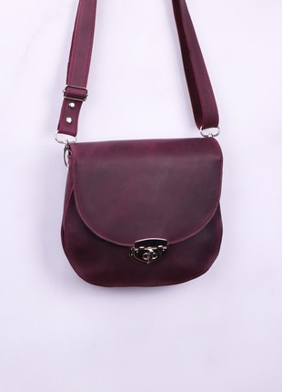 Leather crossbody bag for women/ Burgundy - 10172 photo