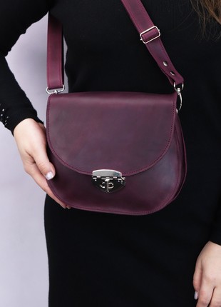 Leather crossbody bag for women/ Burgundy - 10179 photo
