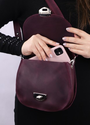 Womens leather top handle bag/ elegant bag briefcase with shoulder strap/ Burgundy - 1017 - A3 photo