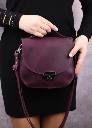 Womens leather top handle bag/ elegant bag briefcase with shoulder strap/ Burgundy - 1017 - A5 photo