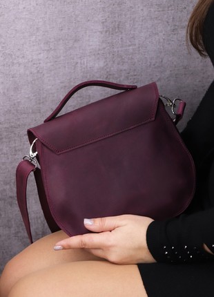 Womens leather top handle bag/ elegant bag briefcase with shoulder strap/ Burgundy - 1017 - A8 photo